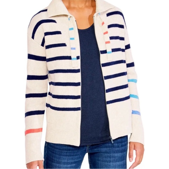 NIC+ZOE Sailors Stripe Zip Front Cardigan. Woman’s XXL Worn Once! Fun Look :) - Picture 1 of 7